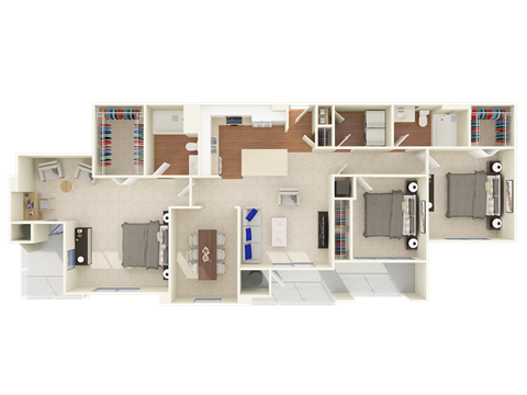 Floor plan for 3 beds, 2 baths, 1576 sqft